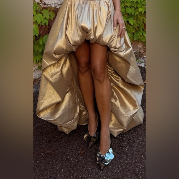 Show Me Your MuMu Tatum Gold Taffeta High Low Skirt NWOT - Picture 4 of 14